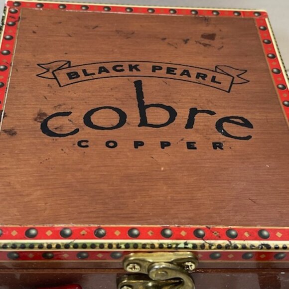 Unique Black Pearl Cobre Copper Cigar Handbag Box Purse Beaded Handle - Picture 15 of 16